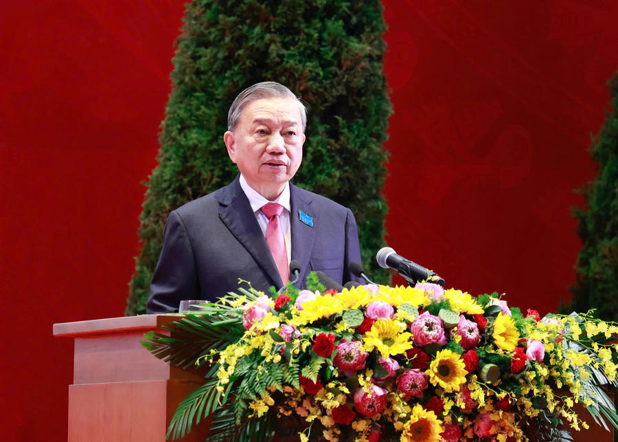Tổng Bí thư Tô Lâm phát biểu chỉ đạo tại phiên khai mạc Đại hội đại biểu Đảng bộ TP Hà Nội lần thứ XVIII, ngày 16/10/2025. (Ảnh:  VGP)