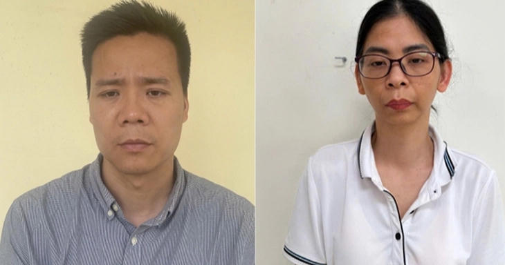 Bị can Nguyễn Năng Mạnh và Phạm Thị Hường.
