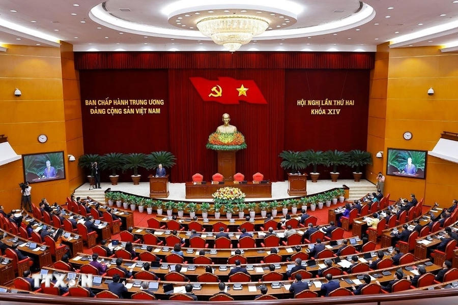 Tổng Bí thư Tô Lâm phát biểu bế mạc Hội nghị Trung ương 2. Ảnh: TTXVN Tổng Bí thư Tô Lâm phát biểu bế mạc Hội nghị Trung ương 2. Ảnh: TTXVN