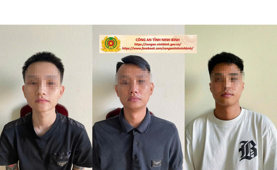 Đối tượng Phạm Duy Khánh, Phạm Duy Anh và Nguyễn Đức Vũ (từ phải sang trái) (Ảnh: Công an tỉnh Ninh Bình)