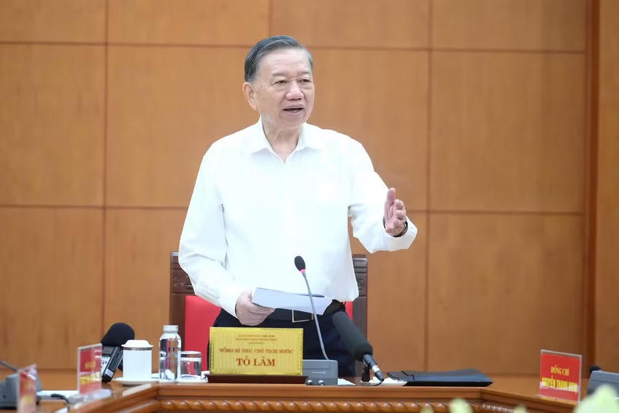 Tổng Bí thư, Chủ nước Tô Lâm phát biểu tại cuộc họp. 