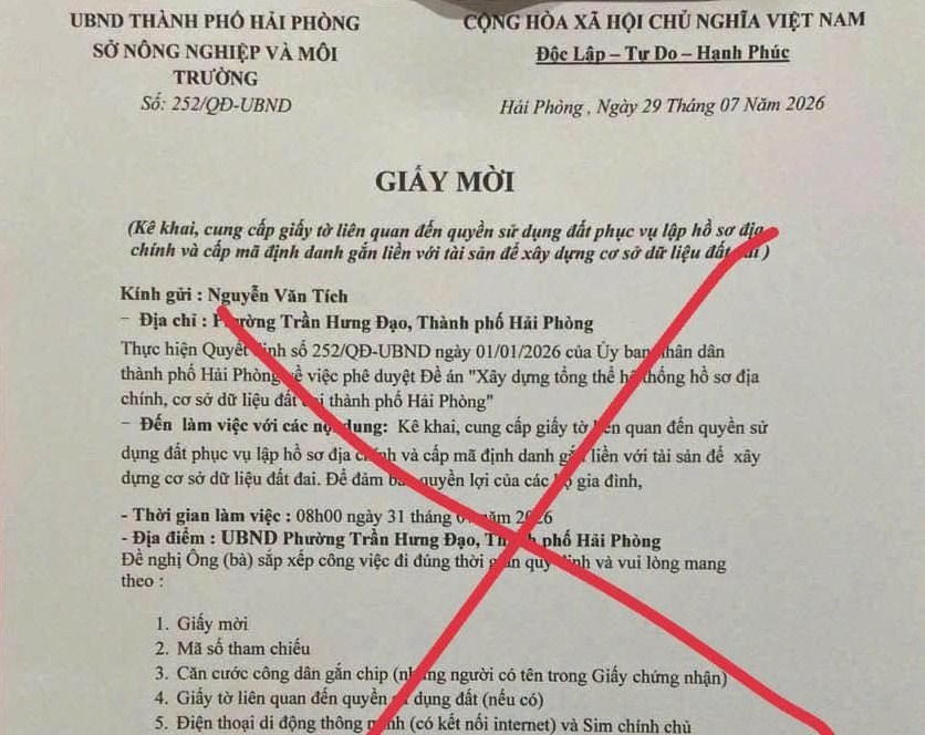 Cảnh giác với thủ đoạn lừa đảo bằng “Giấy mời” giả (Ảnh: Công an TP Hải Phòng ) Cảnh giác với thủ đoạn lừa đảo bằng “Giấy mời” giả (Ảnh: Công an TP Hải Phòng )