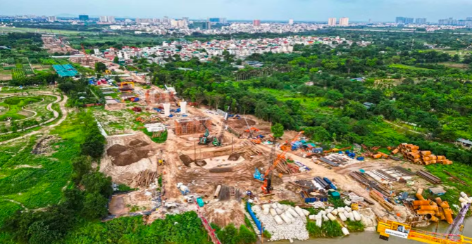 Giải phóng mặt bằng thi công dự án cầu Hồng Hà ở Hà Nội