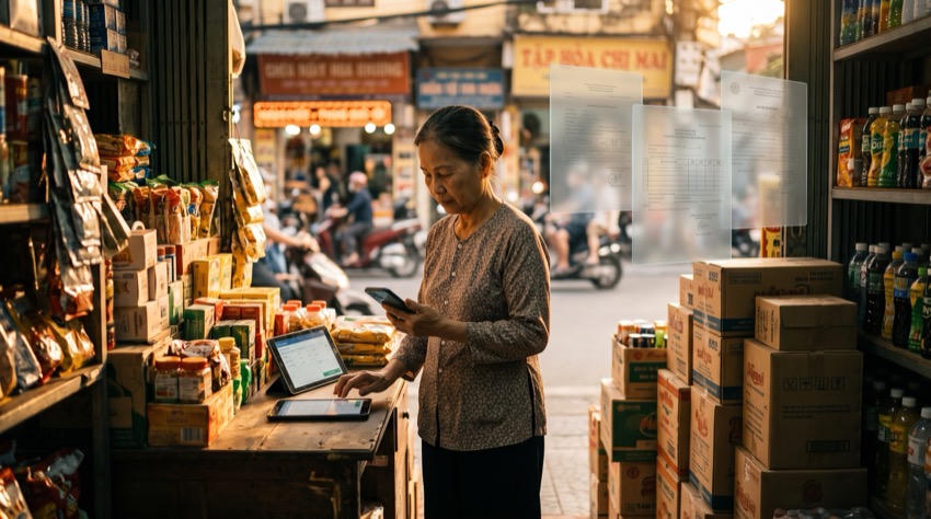 Hộ kinh doanh và câu chuyện doanh nghiệp một người. (Ảnh: AI)