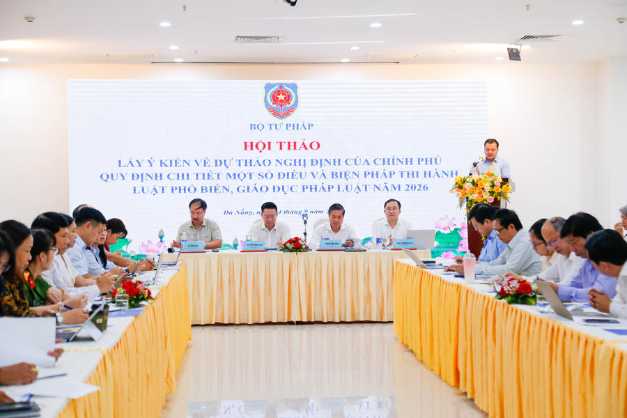 Bộ Tư pháp tổ chức Hội thảo lấy ý kiến góp ý đối với Dự thảo Nghị định quy định chi tiết một số điều và biện pháp thi hành Luật Phổ biến, giáo dục pháp luật (sửa đổi) tại Đà Nẵng ngày 4/9