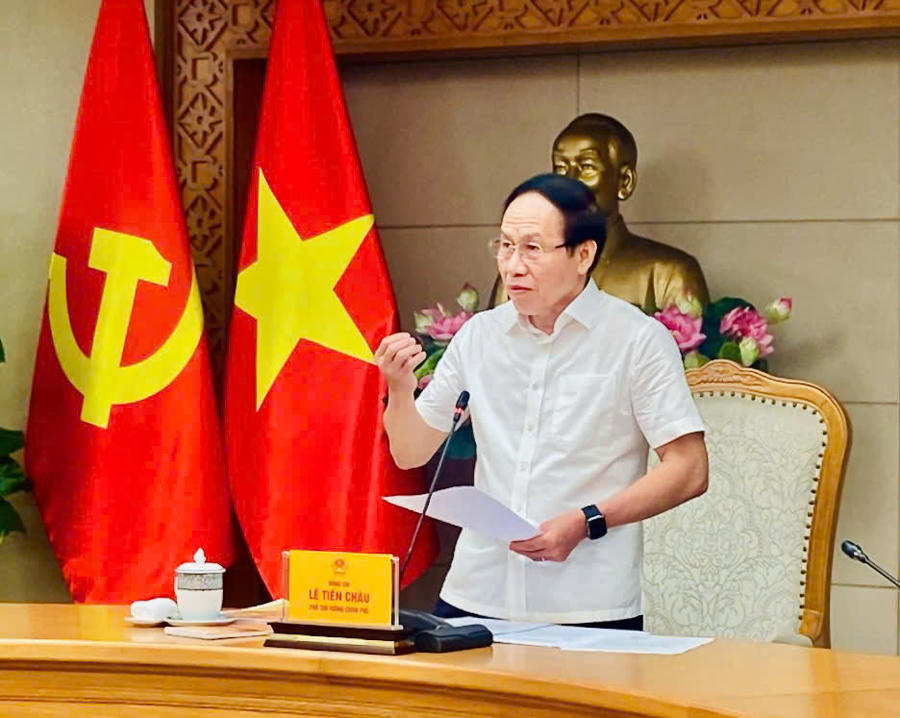 Phó Thủ tướng Lê Tiến Châu chỉ đạo tại cuộc họp (Ảnh: MOET)